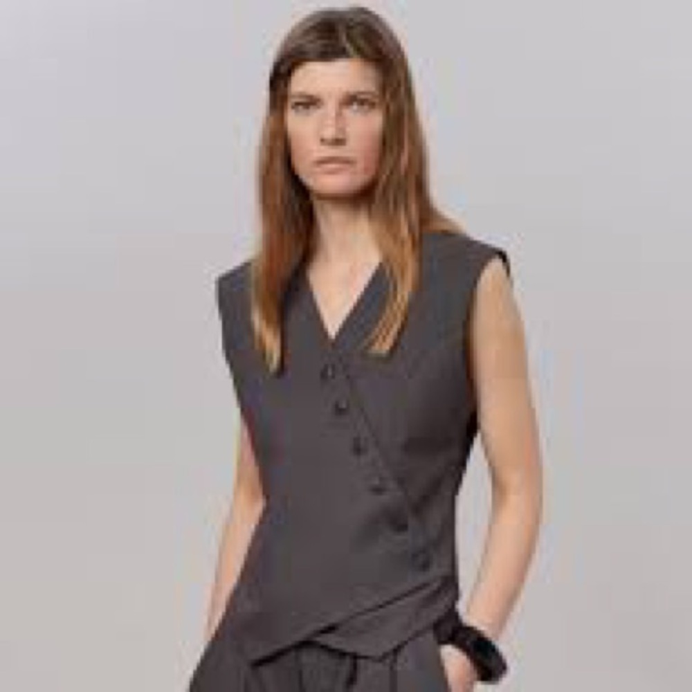 the Frankie Shop Maesa Cross Vest - Charcoal NWT size L